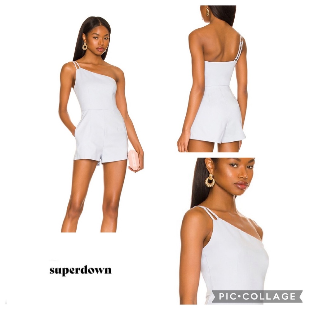 NWT Superdown Ramona Double Strap Romper Shorts Dusty Blue XL